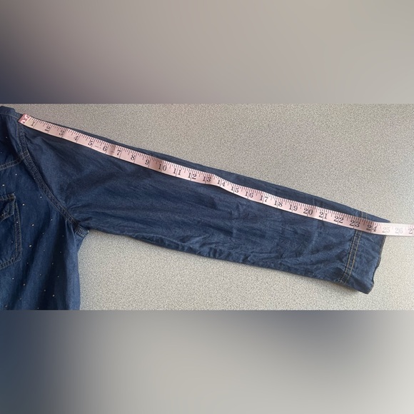 Vintage EVIDENCE Dark Denim Blue Bling Shirt Size XL - Picture 12 of 12
